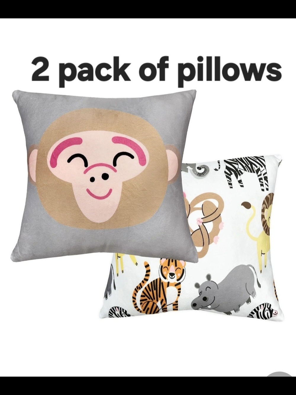 2-Pack 12" Animal Print Decorative Throw Pillows - Monkey & Safari
